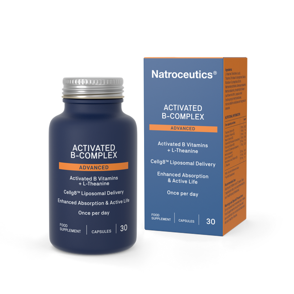 Natroceutics Activated B-Complex supplement bottle and packaging on a white background