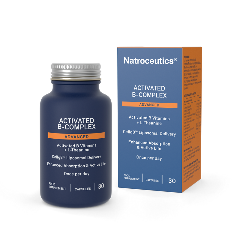 Natroceutics Activated B-Complex supplement bottle and packaging on a white background