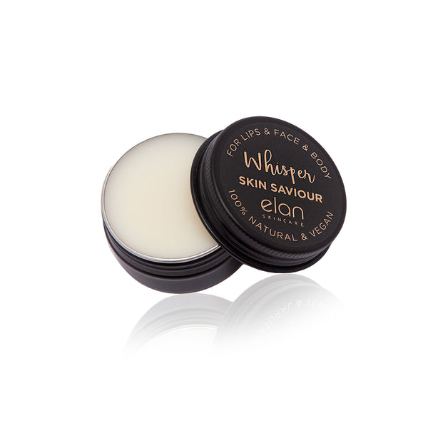 Open Skin Saviour Balm for lips, face and body, natural and vegan, open tin from Elan Skincare, anti-inflammatory 