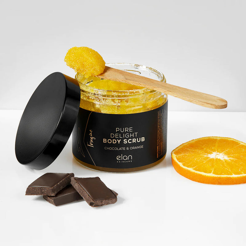 Chocolate and orange body scrub sugar based from Elan Skincare
